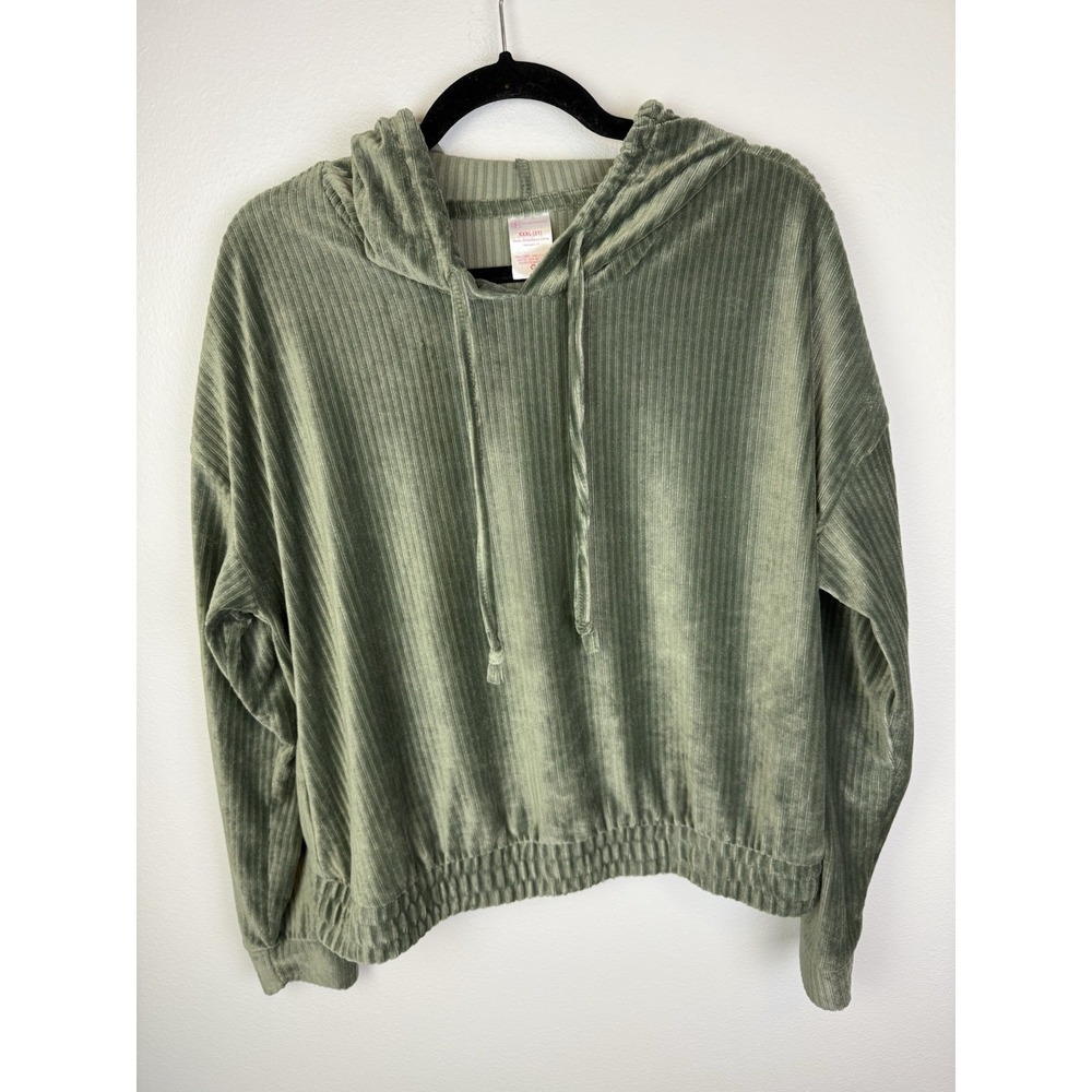 No Boundaries Womens Juniors Knit Sweater Hoodie Green Size XXXL (21)Long Sleeve